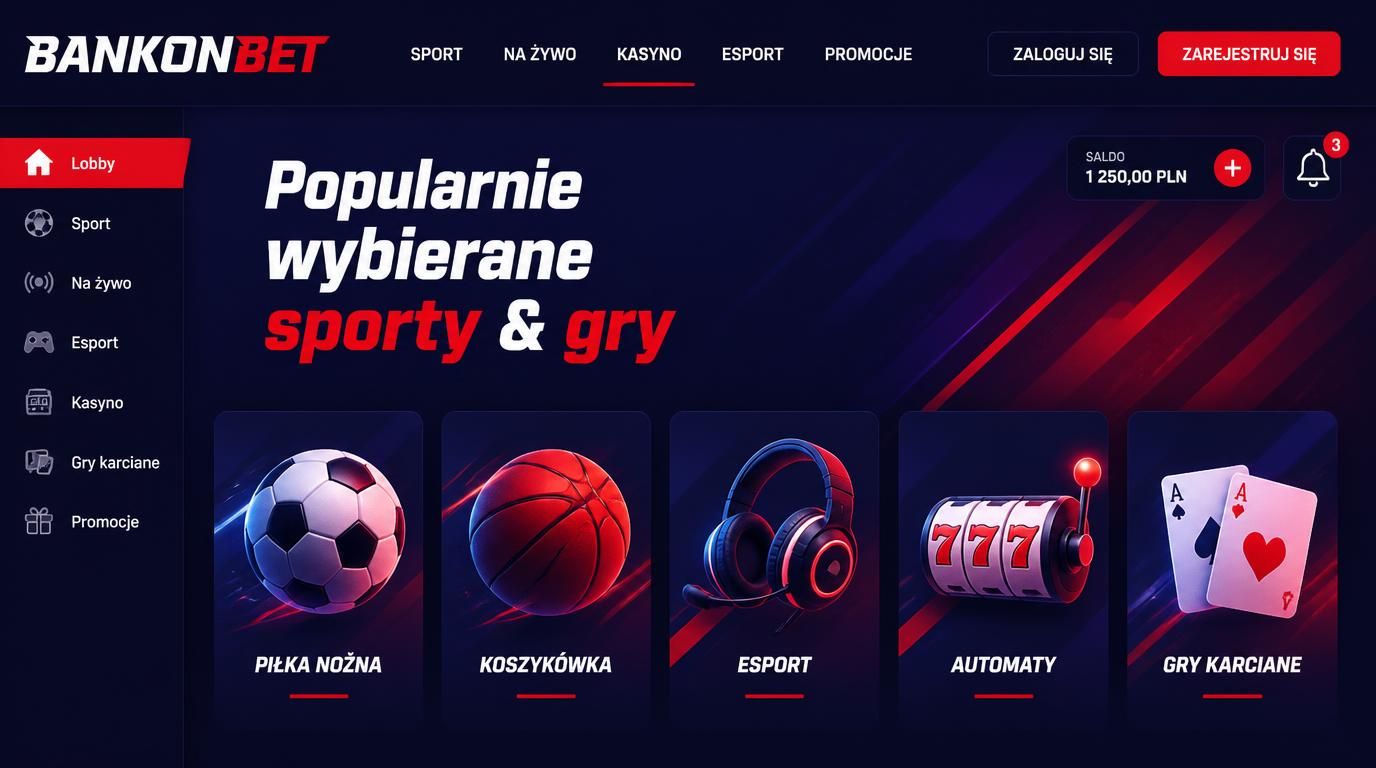 Interfejs sportowego zakładu z punktami i poziomami